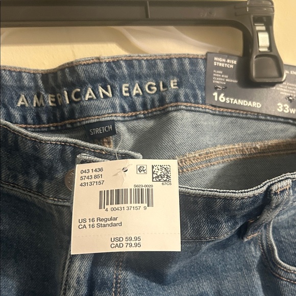 American Eagle Outfitters Medium Blue Wide-Leg Flare Jeans - Picture 3 of 5